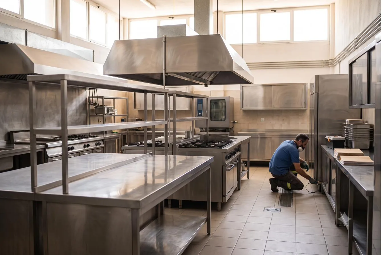 Cocina profesional de restaurante revisada por Aquita